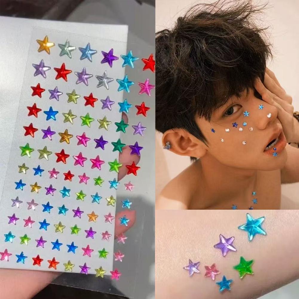 Makeup - Selbstklebende Gesichts-Rhinestones Bunte Kristall-Edelstein-Aufkleber für Musikfestivals,