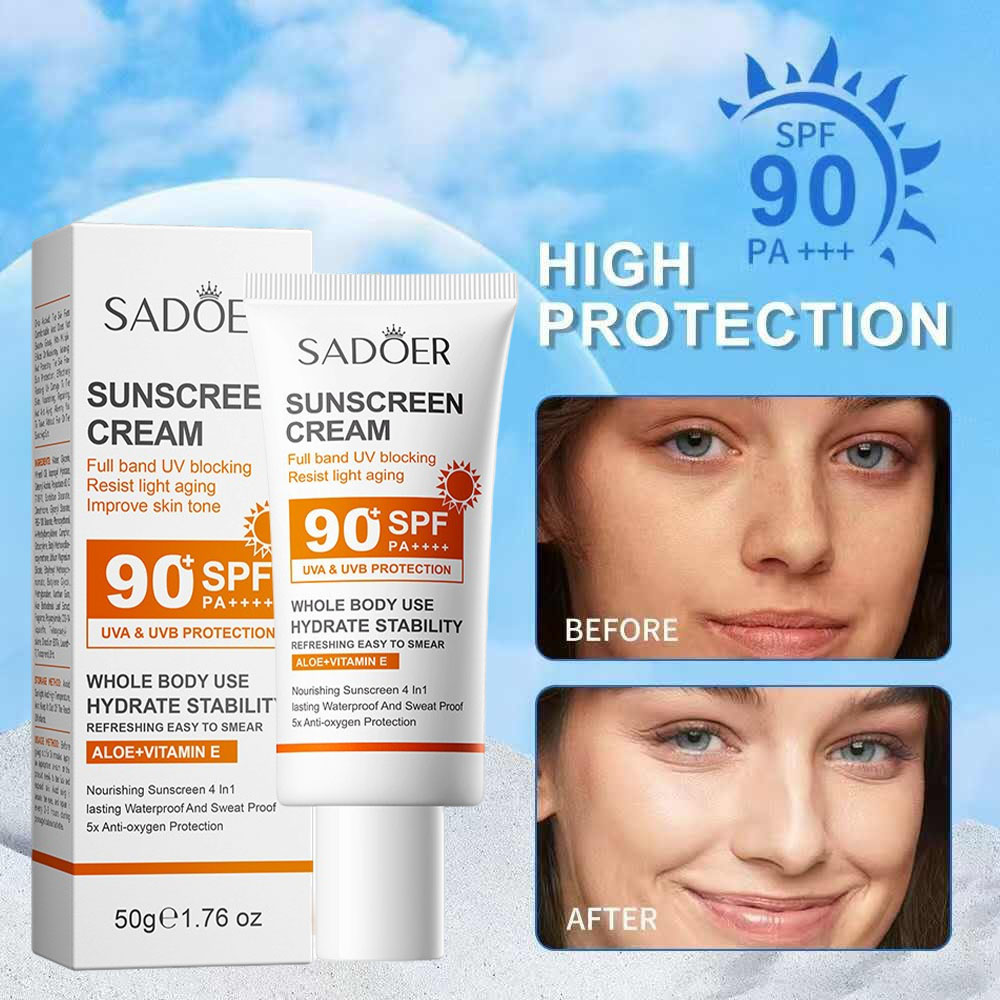 Spf 50 Waterproof Sunscreen - Sadoer Sonnenschutzcreme mit hohem Schutz LSF