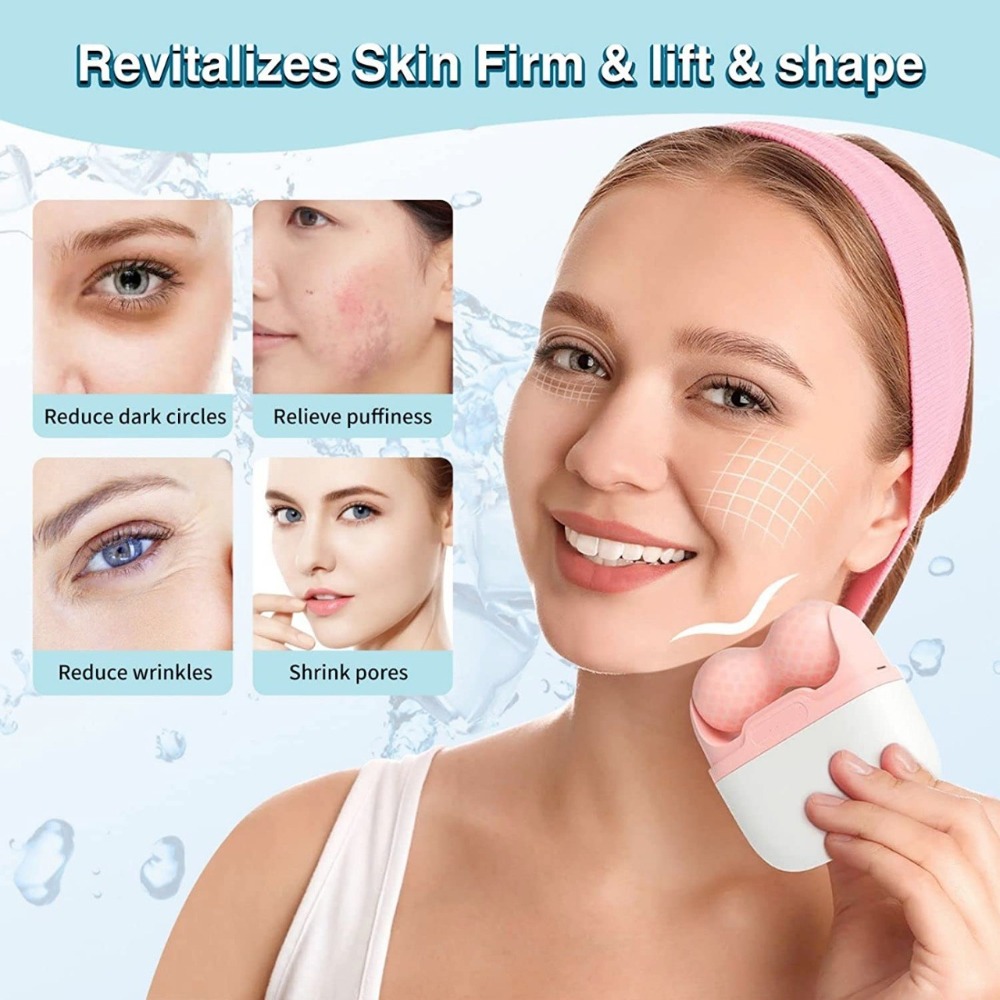 Face Ice Roller Puffiness - Doppelkopf-Eisroller für Gesicht, Augen-Schwellungen, Migräne-Schmerzlinderung und